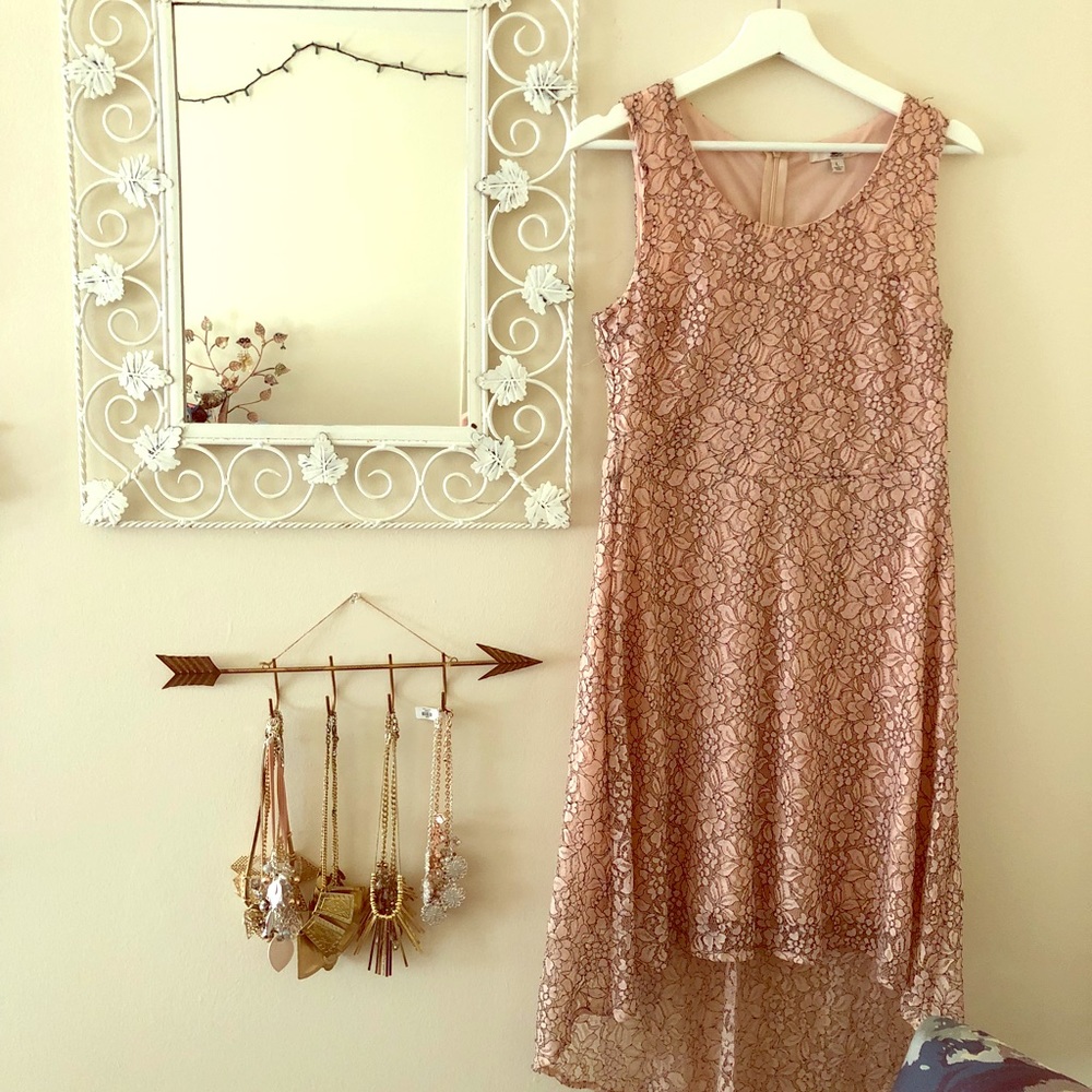 Beautiful Pink/Blush lace high-lo dress